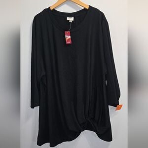 Avenue Elegant Black Tunic Top Size 30/32